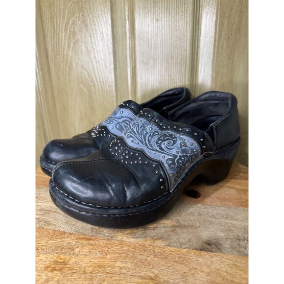 Ariat Shoes - Ariat Womens Size 9.5 Black/Gray Leather Mules Clogs Ashland Western